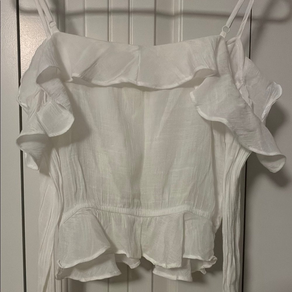 White Ruffled Top - Picture 3 of 5